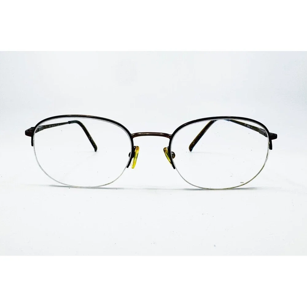 EN5659 Eyeglass Frames Mens Olive Semi Rimless Metal Oval 55-21-145